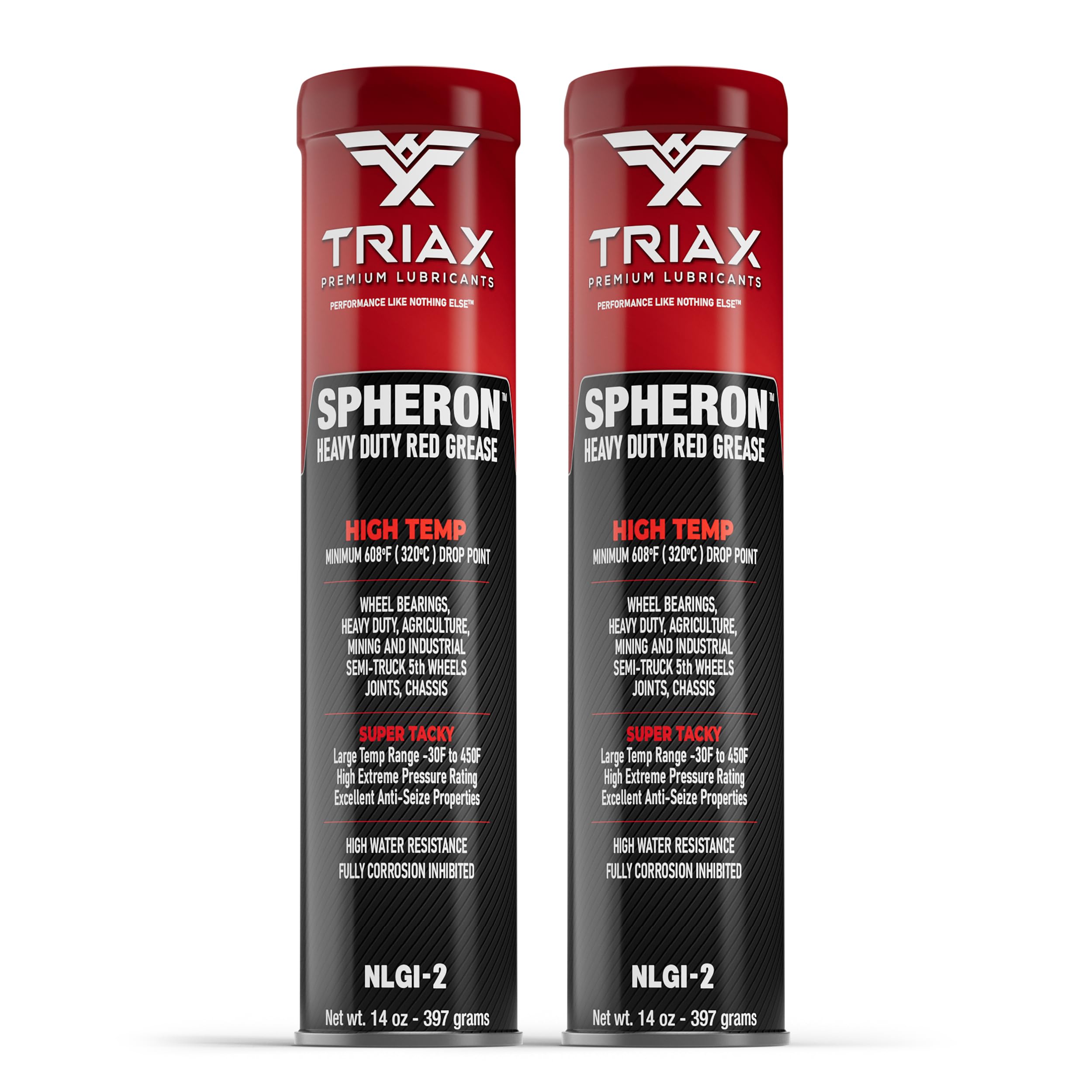 TRIAX Spheron HT Red Lithium Grease Cartridge – Super Heavy Duty Extreme Pressure Ultra Tacky Waterproof – High Temp > 204°C – For Bearings Joints 5th Wheel Suspension and Chassis