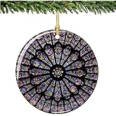 Rose Window Christmas Ornament Notre Dame Cathedral Paris, Porcelain 2.75" Double Sided