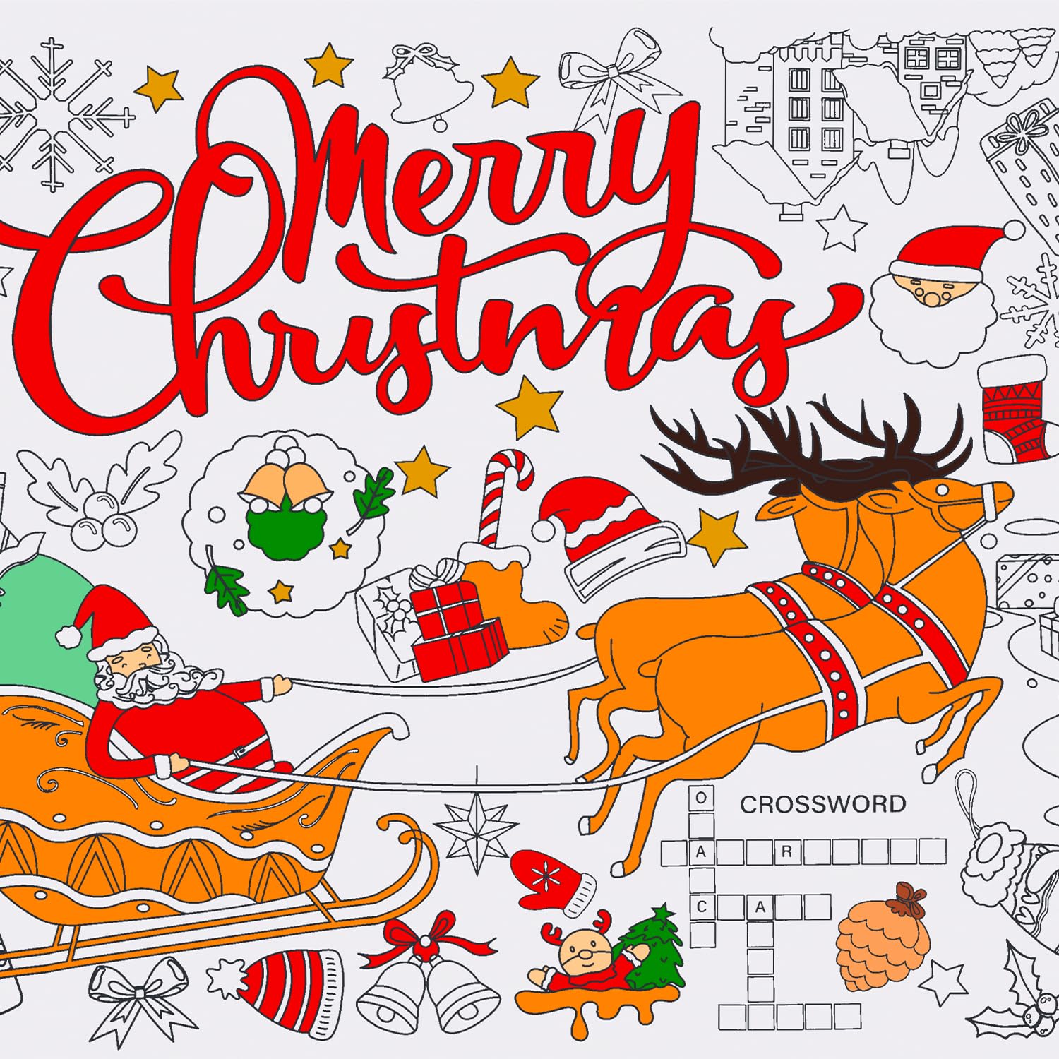 NQEUEPN Giant Christmas Coloring Poster, 72x30in Large Merry Christmas Coloring Banner Tablecloth DIY Xmas Table Colouring Paper Cover Crafts for Kids Gifts Holiday Party Activities Decoration
