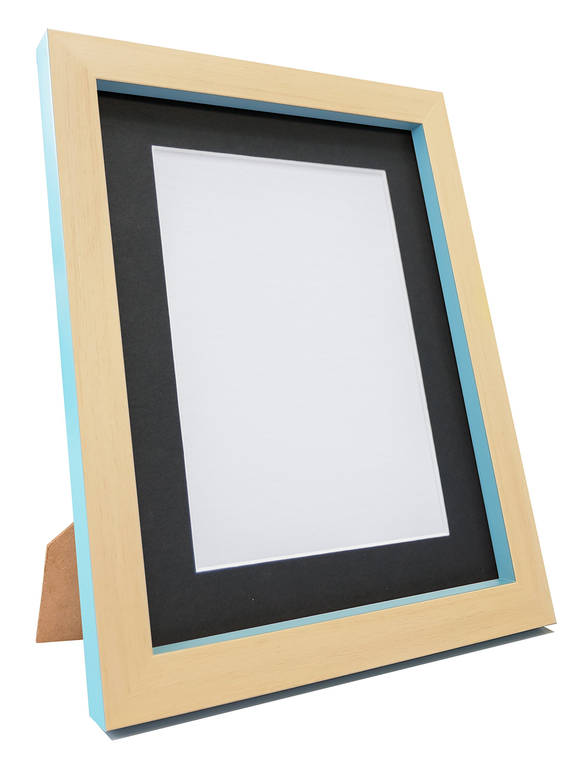 FRAMES BY POST Magnus Picture Photo Frame, Recycled Plastic, Beech/Teal Blue, 10 x 8-Inch, Image Size A5