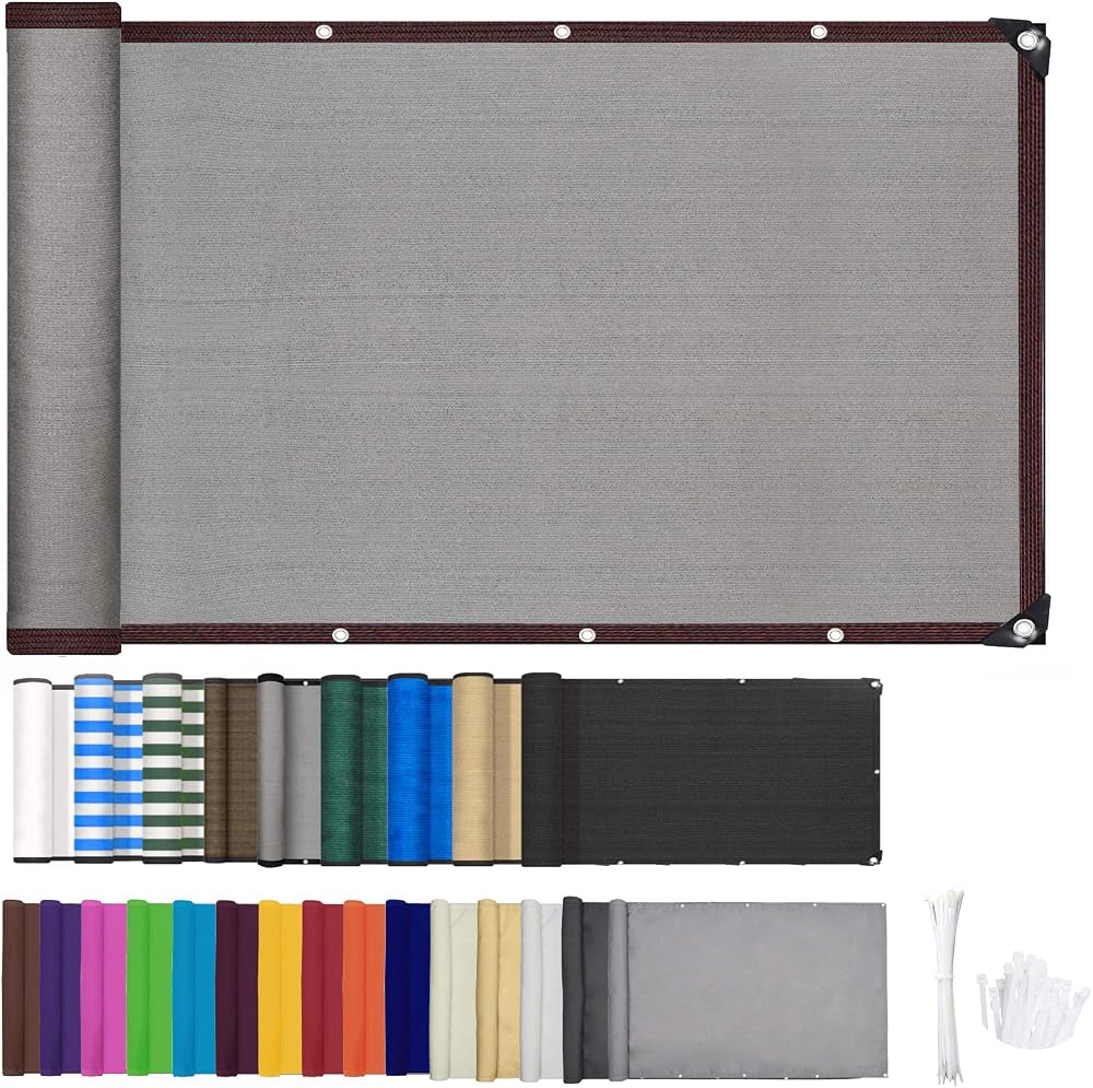 ZHhan Balcony Privacy Screen Wind UV Protection Deck Patio Backyard Grey 0.5x7m
