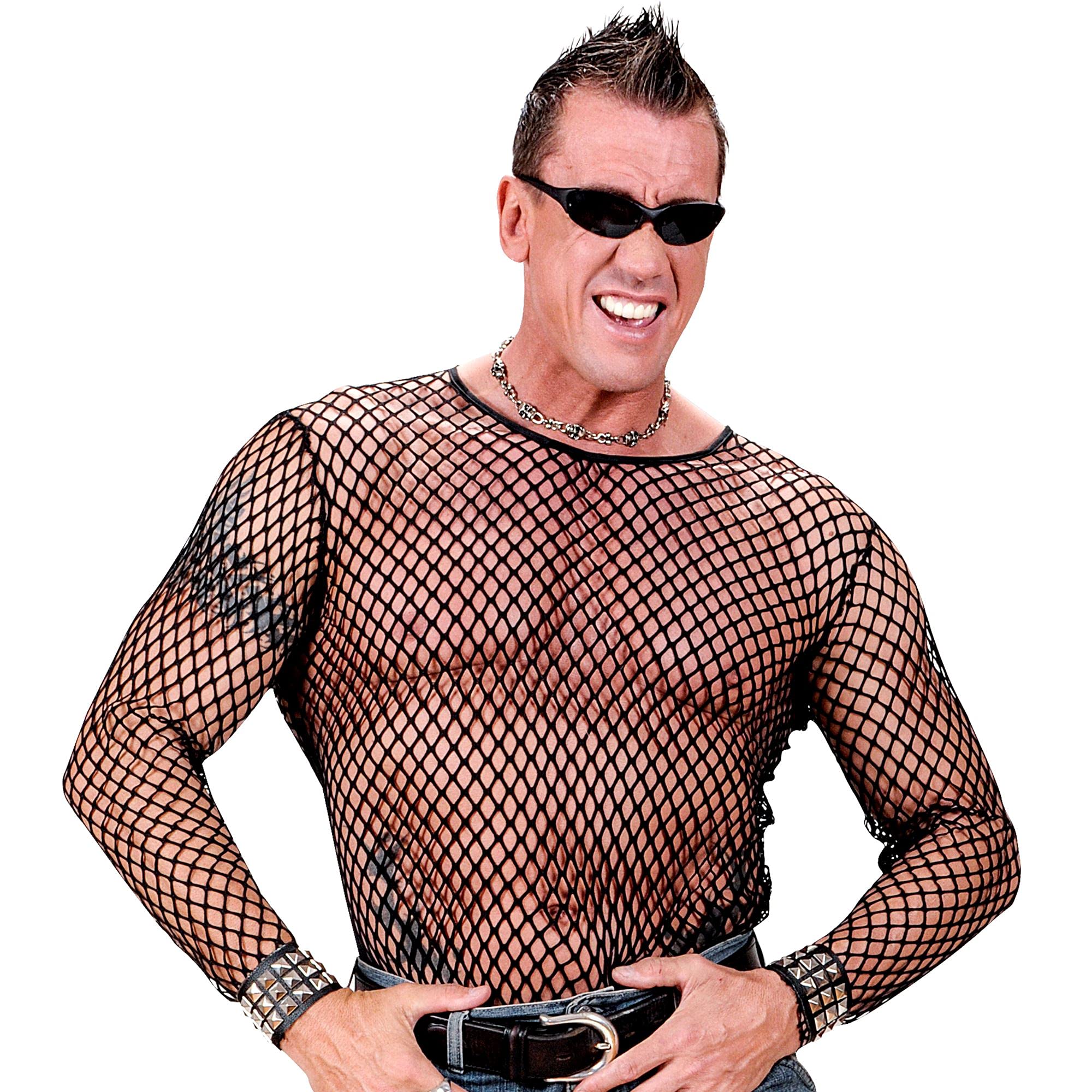 Widmann - 80s net shirt costume, punk, rocker, biker, carnival, theme party — image 1