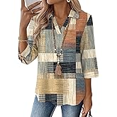 LOMON Womens 3/4 Sleeve Tops V Neck Cotton Linen Work Blouse Polo Shirts for Women Business Casual 2026