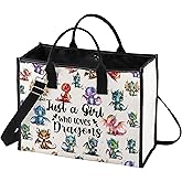 LEVLO Funny Dragon Cosmetic Make up Bag Animal Lover Gifts Just A Girl Who Loves Dragons Makeup Zipper Pouch Bag Dragons Lover Gift (Loves Dragons Bag) (Dragons New LT)