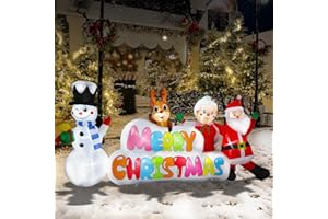 Masnest Christmas Inflatables Snowman Outdoor Decoration,8FT Long Christmas Blow Up Santa Family Inflatable Christmas Decorations for Garden and Yard