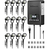 WILAWELS 12 Pack Landscape Lights with 2 Zone 300W Low Voltage Transformer, 3000K 12V LED Landscape Lighting Kit, Waterproof Aluminum Landscape Spotlights with Connectors for Yard Tree Garden W01LK06