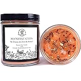 Manifestation Affirmation Candle | 9 oz Natural Soy Wax & Citrine Crystals, Herbs & Essential Oils | Dreams, Wishes, Law of A