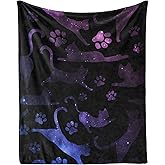 Cat Blanket Gifts - 40"x50" Cute Throw Blanket for Adults Kids - Black Soft Plush Throws for Bed, Couch & Travel