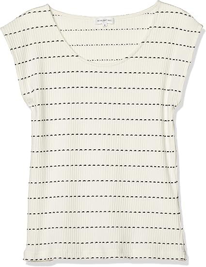 Amazon ナチュラルビューティーベーシック カットソー ジャガードボーダーカットソー レディース 017 オフ クロ 日本 M 日本サイズm相当 Tシャツ カットソー 通販