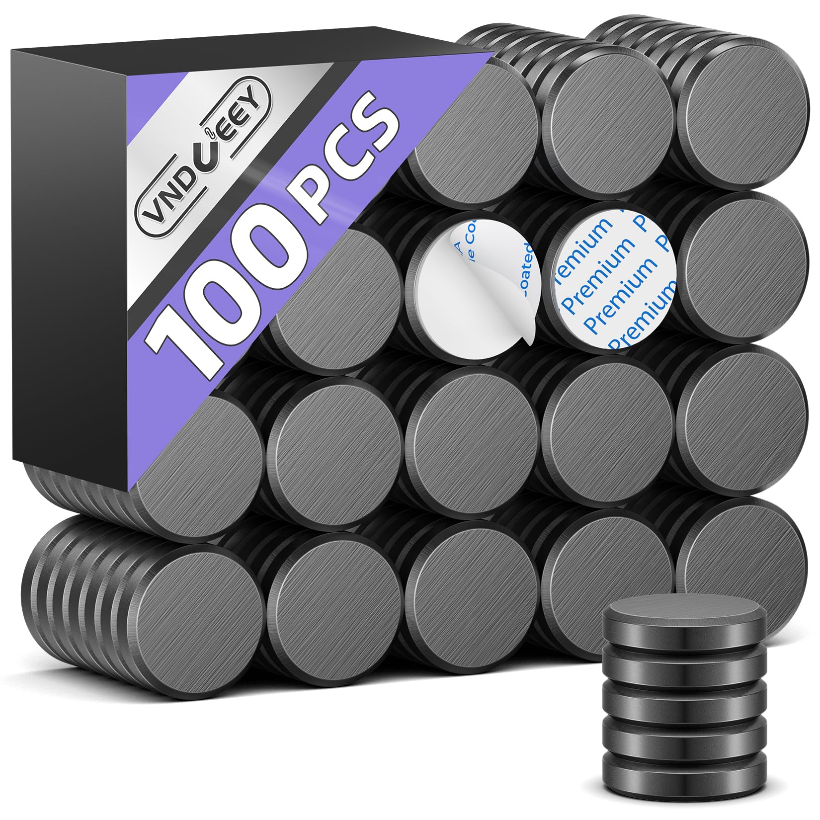 Photo 1 of VNDUEEY 100Pcs Strong Magnets with Adhesive Backing, 0.7 * 0.12 inch Small Round Magnets for Crafts, Circle Magnet Ceramic Magnet for Fridge, DIY, Science Projects, Whiteboard (Black)