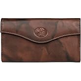 Julia Buxton Heiress Leather Organizer Clutch Handbag Wallet with RFID Blocking, Mahogany