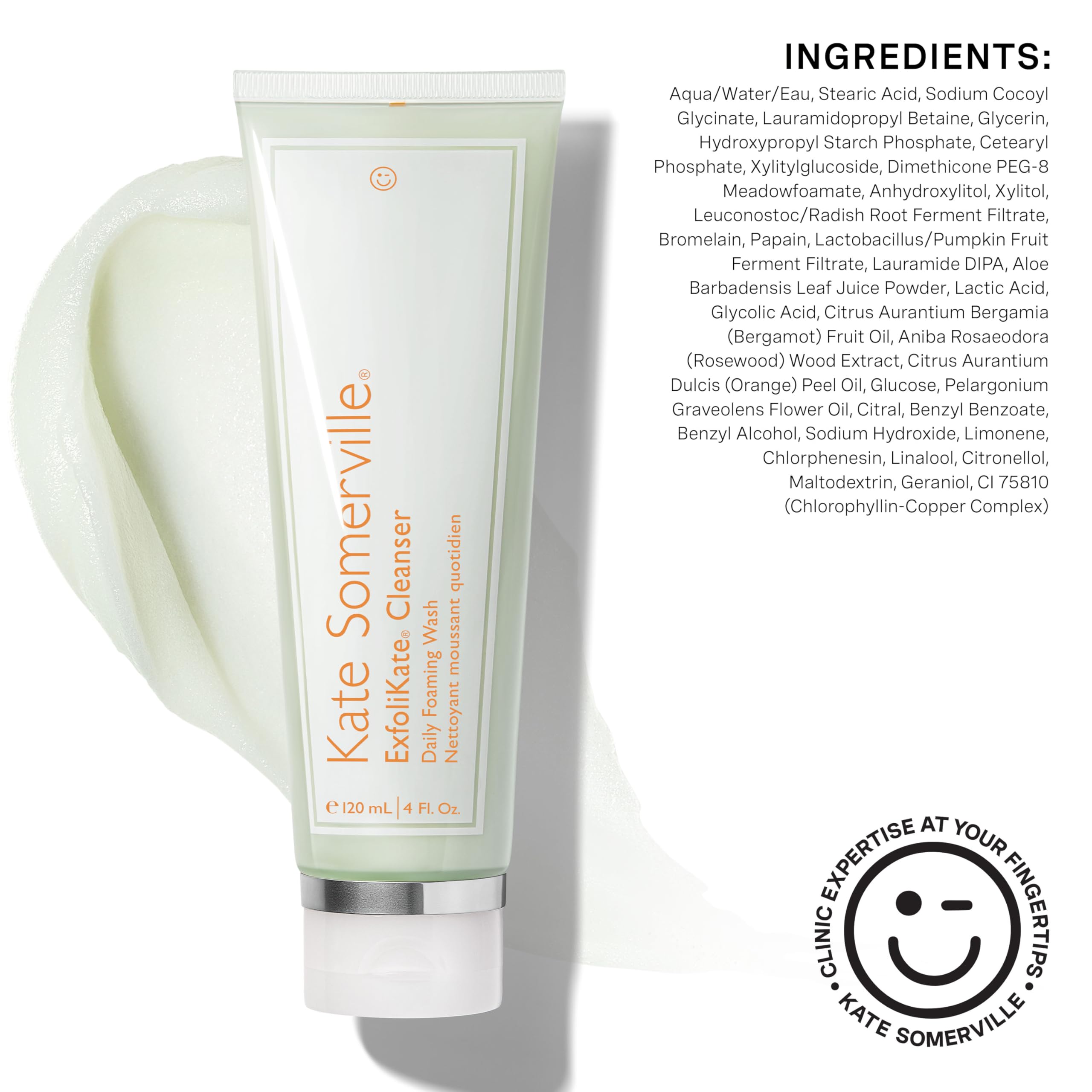Kate Somerville ExfoliKate Cleanser – Daily Exfoliating Foaming Face Wash – Clinically Formulated Glycolic Acid and Lactic Acid Gentle Facial Scrub