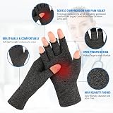 AovYoo Fingerless Arthritis Gloves Grey Size M for Hand Pain Relief view 2