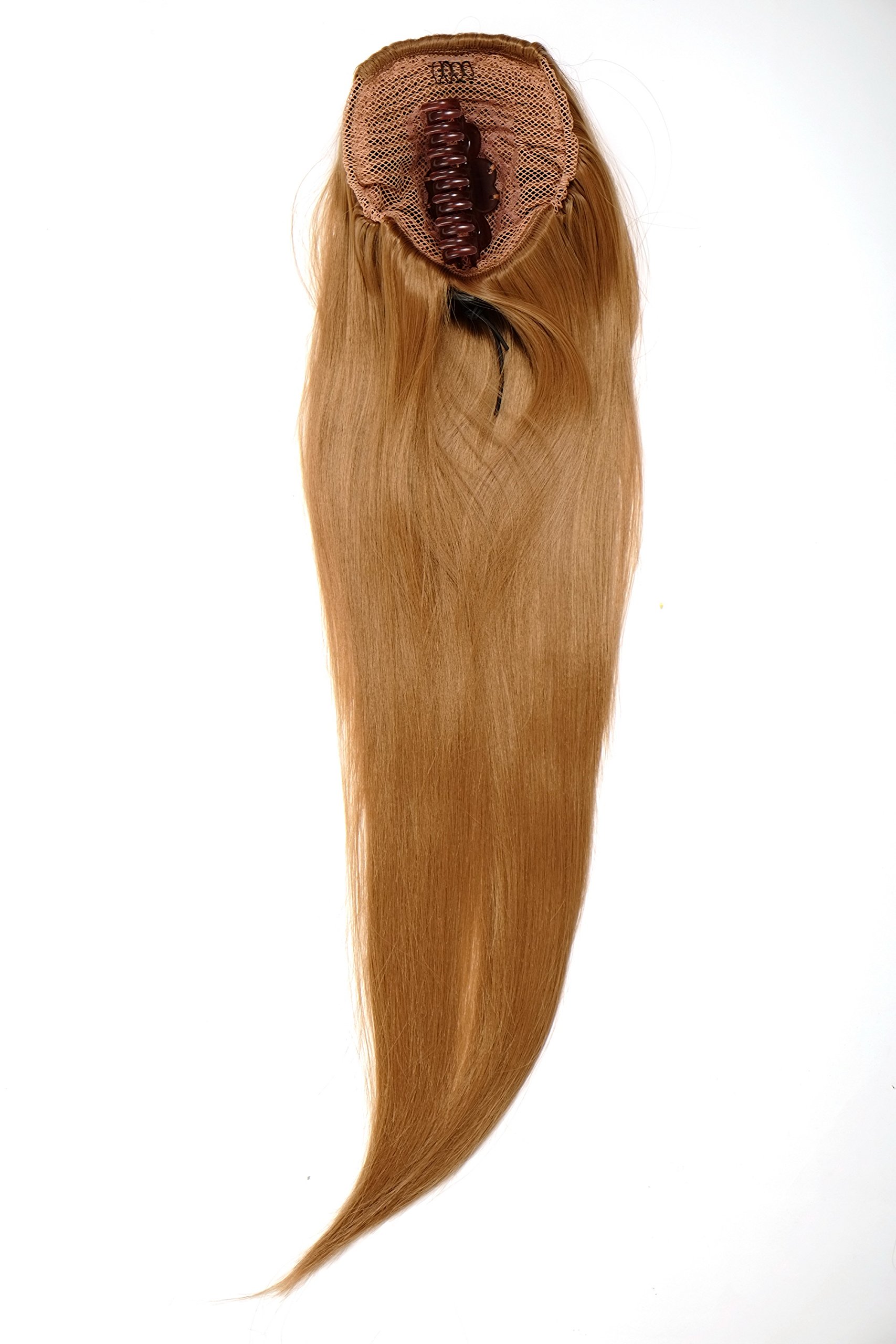 WIG ME UP WK06-27 Hairpiece ponytail with micro clamp, combs and elastic draw string straight voluminous very long strawberry blond 23inch