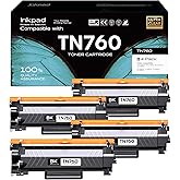 iNKPAD TN760 4PK Toner Cartridge Replacement for Brother High Yield TN-760 TN730 Toners| Compatible with DCP-L2550DW HL-L2350