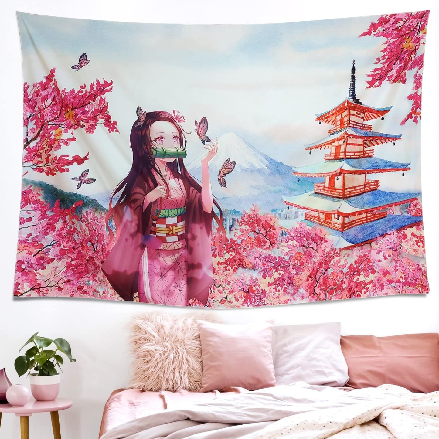 Tapestries - Jetuzazrak Kamado Nezuko Anime Tapestry Japanese Manga Cartoon Poster for girls gift Wall Decor for Room Bedroom Dorm 59x39 inches