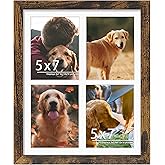 DUENPY 12x16 Picture Frame 5x7 Collage Picture Frame Displays Four 5x7 inch Photos or 12x16 (Without Mat) for Available Horizontal Wall Mounting Display and Vertical Brown