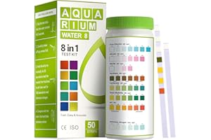 AAwipes Aquarium Ammonia Test Strips 8-in-1 | 50 Strips | Quick & Accurate Water Testing for Freshwater & Saltwater Tanks -Te