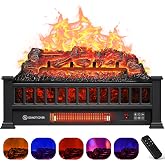 20" Electric Fireplace Logs Heater Insert with Remote Home Decor Christmas | 5 Flame Colors &amp; 5 Flame Speeds, Realistic Fake Fire place Logs Flame, Overheat Protection, 12 Timers, Thermostat, 1500W