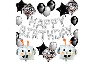 ROARING GOOD TIME 31 PCS Robot Birthday Party Supplies Robot Birthday Balloons Robot Birthday Banner Favors Cake Cupcake Decoration