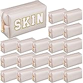 Cunno 20 Pcs Preppy Makeup Bags PU Leather Cosmetic Pouch with Zipper Waterproof Make up Bags Toiletry Beauty Container for Women Bridal Shower Favors End of the Year Teacher Gifts(Golden)