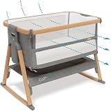 Tutti Bambini CoZee Breeze PLUS Bedside Crib Oak Charcoal 0-6m view 1