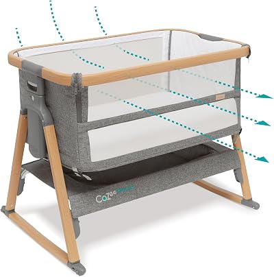 Tutti Bambini CoZee Breeze PLUS Bedside Crib Oak Charcoal 0-6m