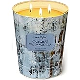 HomeLights Scented Candles | Large Jar 34 Oz Natural Soy Candle | 130 hrs Long-Lasting with 3 Wicks | Industrial Chic Home Decor | Gifts for Mom & Women, Cashmere Warm Vanilla