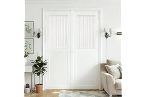 DUKIYO French Small Door Window Curtains 2 Panels Semi Sheer Ivory White 25 x 40 Inches Long Curtains Linen Privacy Front Back Door Curtain Rod Pocket for Kitchen Bedroom Half Curtain Light Filtering