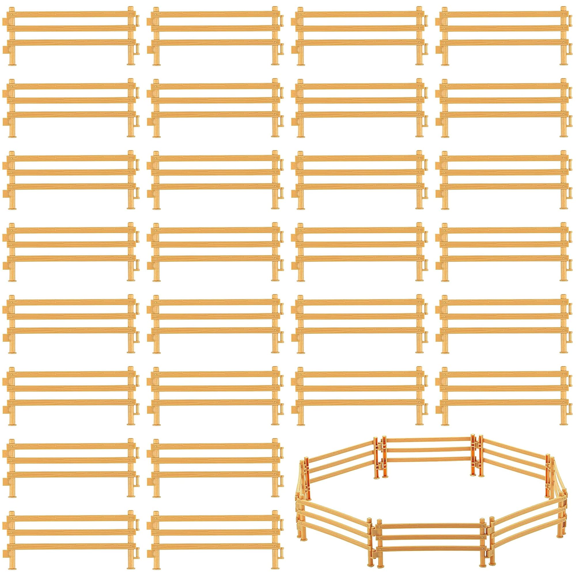 HAOBIN Plastic Farm Fence, 60pcs Fencing Panels Accessories, Brown, PP Material, DIY Dollhouse Decoration Supplies