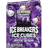 ICE BREAKERS Ice Cubes Arctic Grape Sugar-Free Gum Bottles, 6 ct | Arctic Grape Sugar-Free Gum Cubes with Cooling Crystals, ADA Accepted, Bottles for Car, Work and Fresh Breath, 6 ct