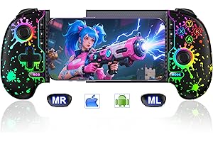 MYSTNOVA Wireless Phone Controller for iPhone/Android with Hall Joystick/Trigger, Mobile Gaming Controller Support Xbox Cloud, Steam Link, Call of Duty, Roblox, Cloud Android iOS Controller (Black-Spray)