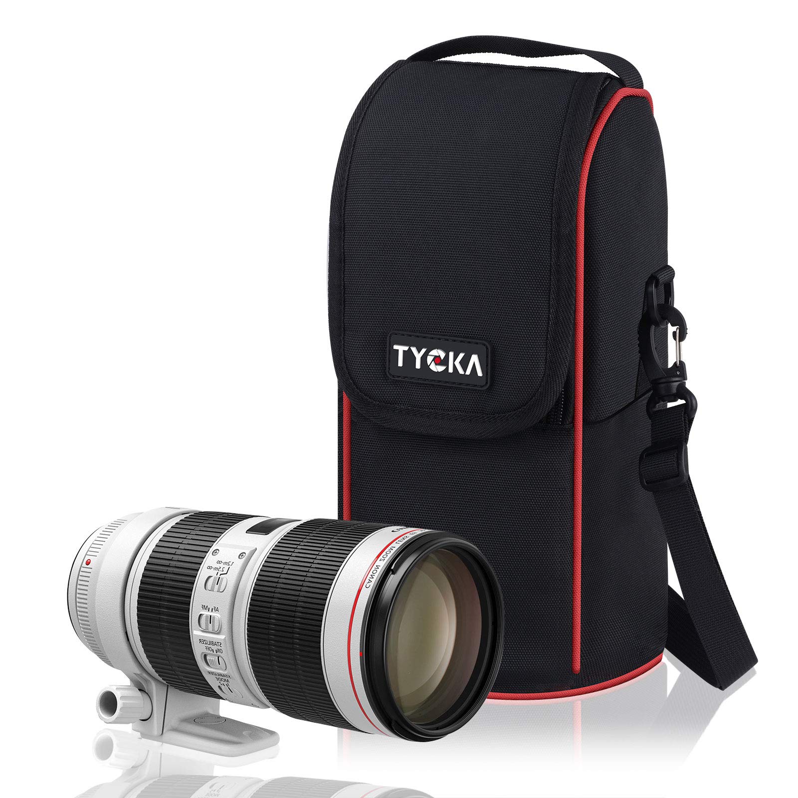 TYCKA Super Telephoto Camera Lens Case Bag Nylon Waterproof & Shockproof Zoom Camera Lens Pouch Bag with Adjustable Shoulder Strap for Canon, Nikon, Sony SLR/DSLR Camera Lens, Black