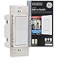 Enbrighten Add-On Switch QuickFit and SimpleWire, In-Wall Rocker Paddle, Z-Wave ZigBee Wireless Smart Lighting Controls, NOT A STANDALONE Switch, 46199 , White and Light Almond