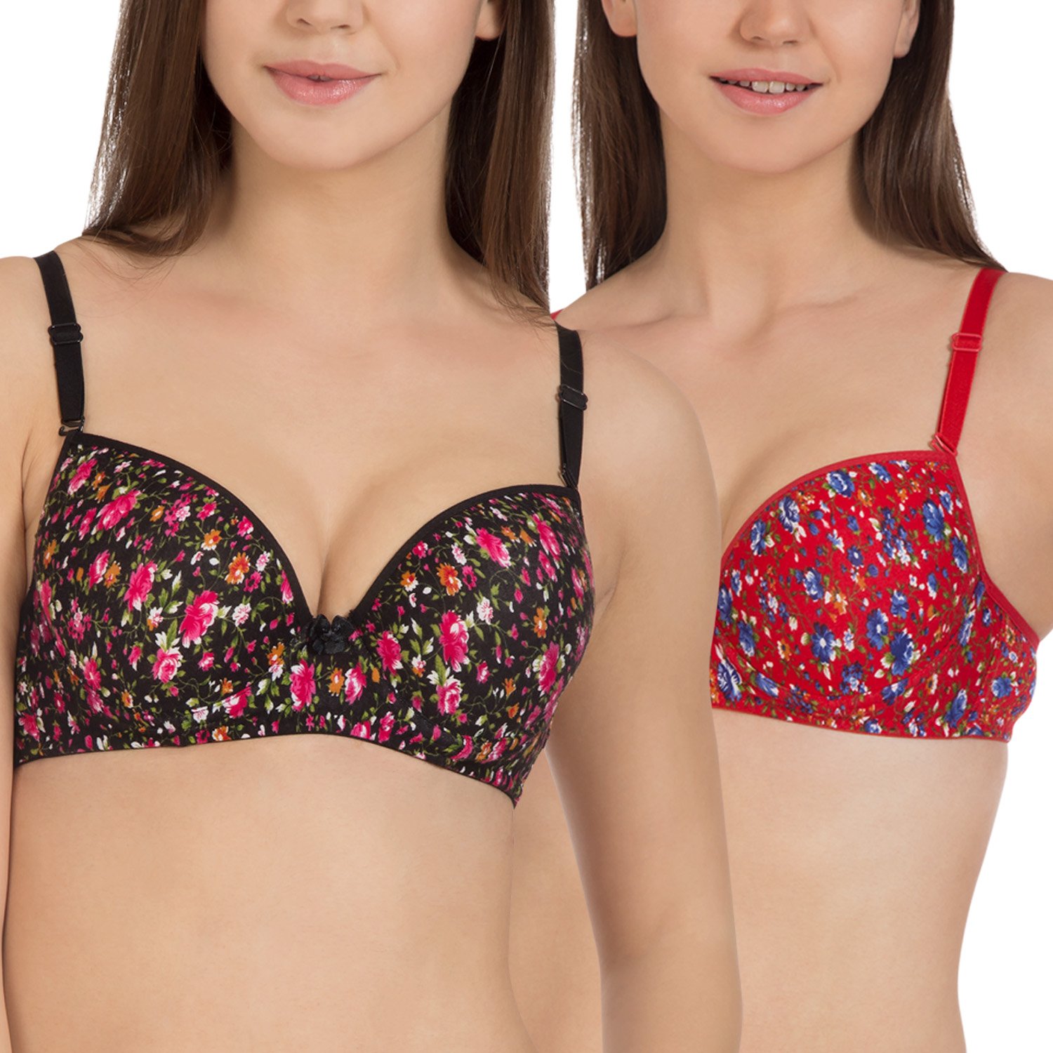 tweens multicolor floral print underwire padded t-shirt bra pack of 2