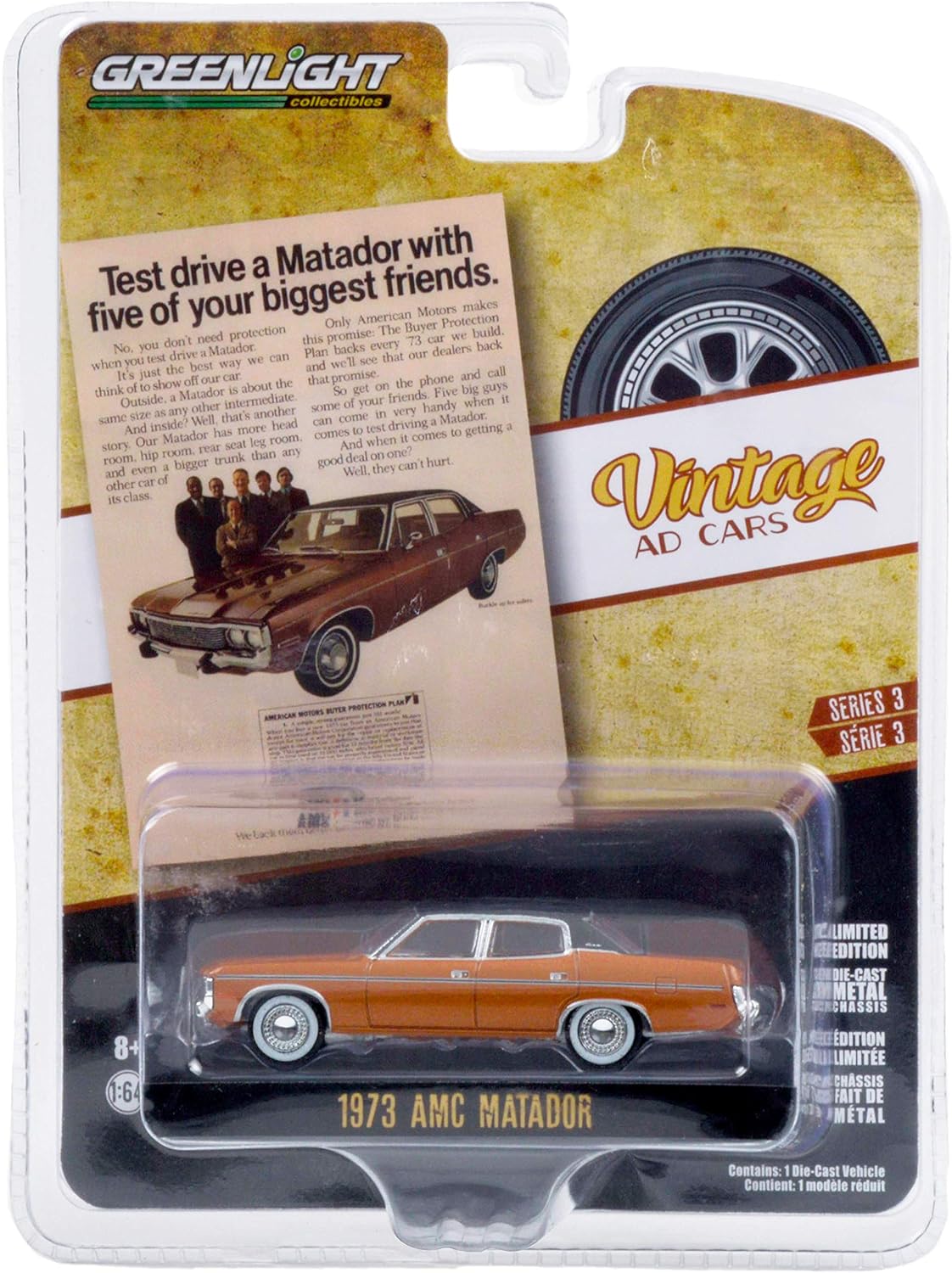 cars with best rear legroom on Amazon Com 1973 Amc Matador Brown Metallic With Black Top Vintage Ad Cars Series 3 1 64 Diecast Model Car By Greenlight 39050 C Toys Games