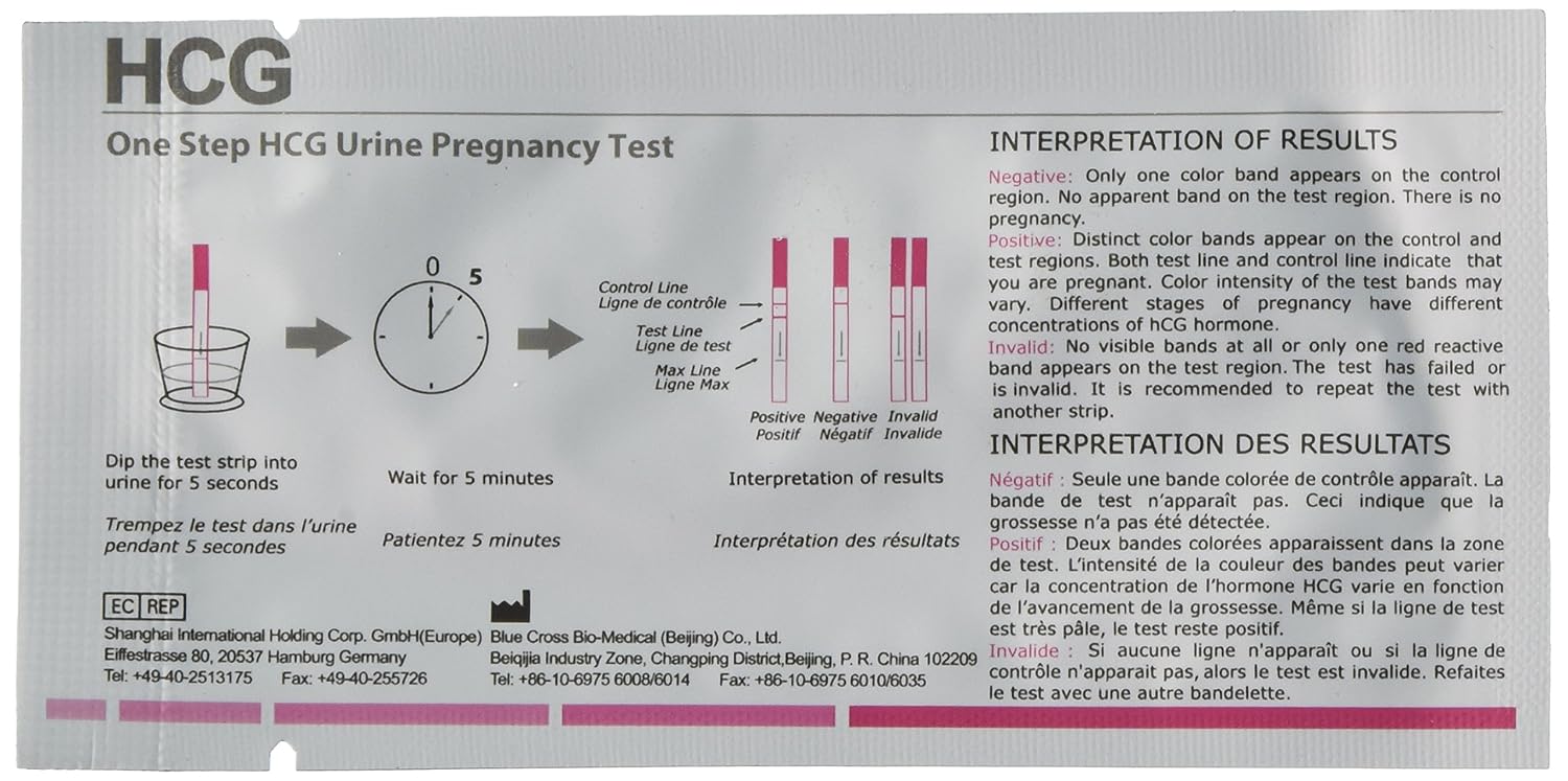 Bluecross Babi One Step Hcg Urin Schwangerschaftsteststreifen 25