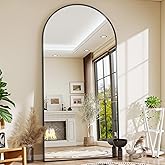 Riskioir 71" x 30" Arch Full Length Mirror - Floor Full Body Mirror with Aluminum Frame - Standing, Leaning or Hanging, for Bedroom, Living Room, Black