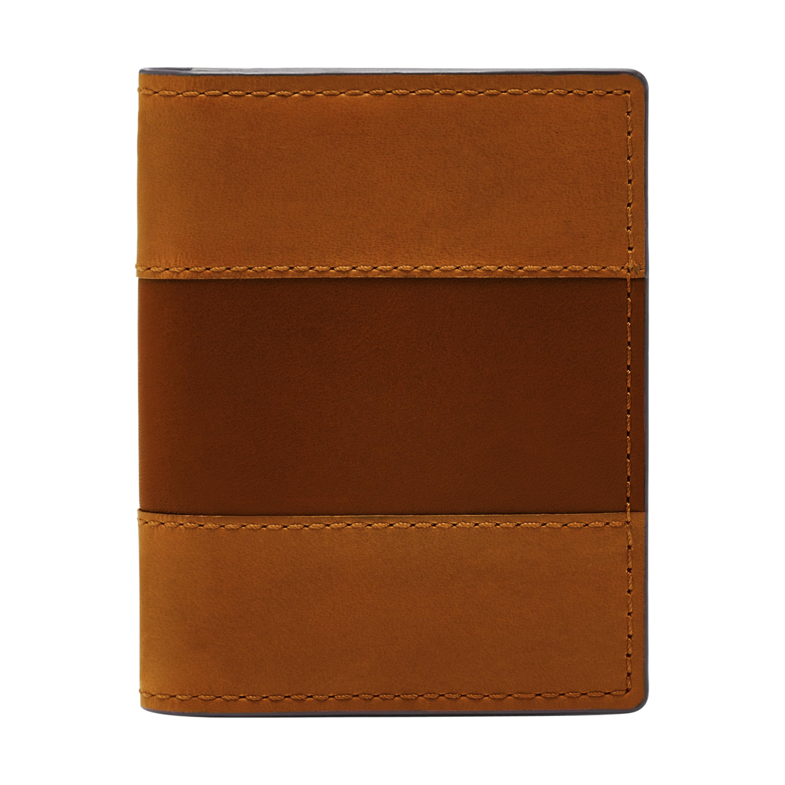 Fossil Wallet for Men Everett, Leather/PVC Trim Bifold Medium brown L 7,6 cm, W 1,3 cm, H 9,5 cm ML4399210