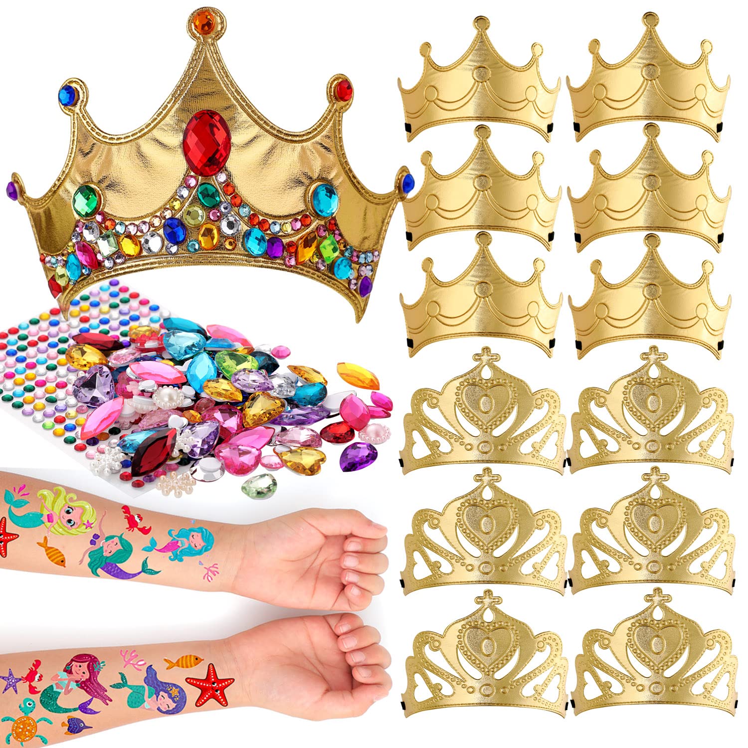 通用 12PCS Party Crowns for Kids DIY Tiaras Making Collage Craft Activity set Birthday Party Favours (Gold) …