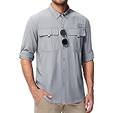 MAGCOMSEN Men's Sun Protection Fishing Shirts UPF 50+ UV Quick Dry Long Sleeve Button Down Shirts Safari Hiking Travel