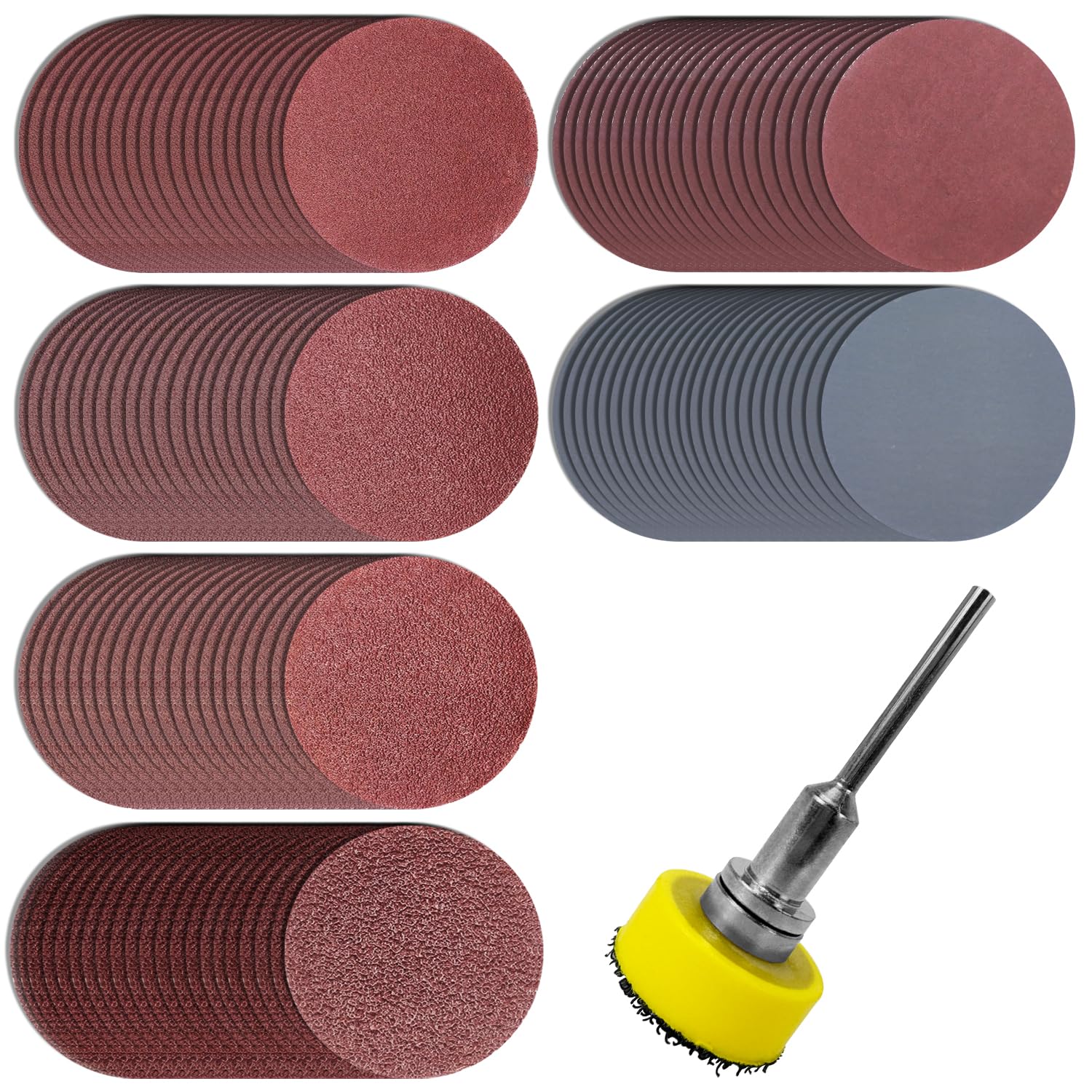 120Pcs 1 Inch/25mm Sanding Discs Pad Sander Disk Kit with 1/8” Shank Abrasive Polish Pad Plate,Hook and Loop Sand Paper for Dremel and Most Rotary Tool, 100 180 240 400 1500 3000 Grit Paper