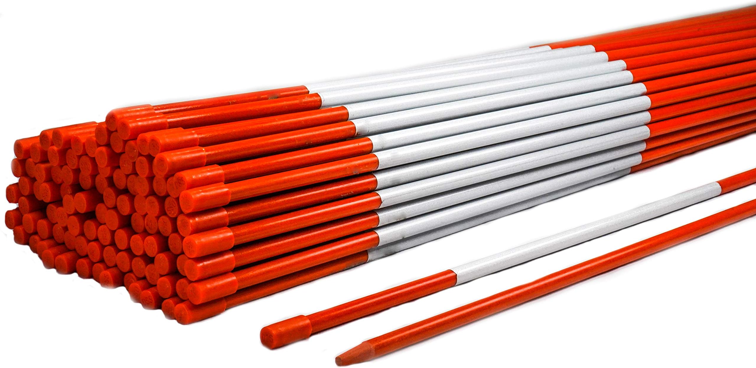 Driveway Markers, PRO Snow Stakes Reflective with Armor Cap, 4 Ft, 5/16” (50 Pack, Orange)