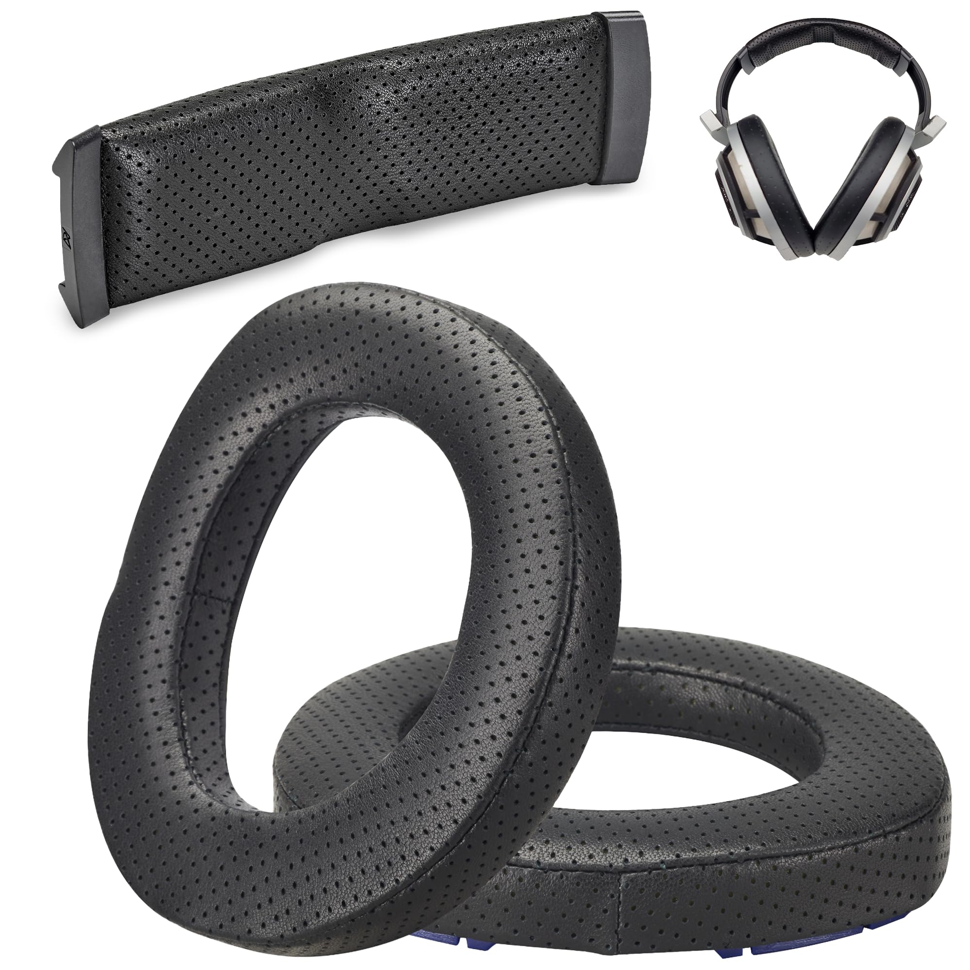 AHG Premium HD 8XX / HD 800S / HD 800 Ear Pads Cushions and Headband Compatible with Sennheiser HD800 / Sennheiser HD800S and Drop HD 8XX Headphones. Perforated Sheepskin/High-Density Foam/Durable