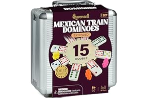 Mexican Train Dominoes Set Double 15, Dominoes Set for Adults and Family, Mexican Train Double 15 Dominoes Sets Colored Dot -