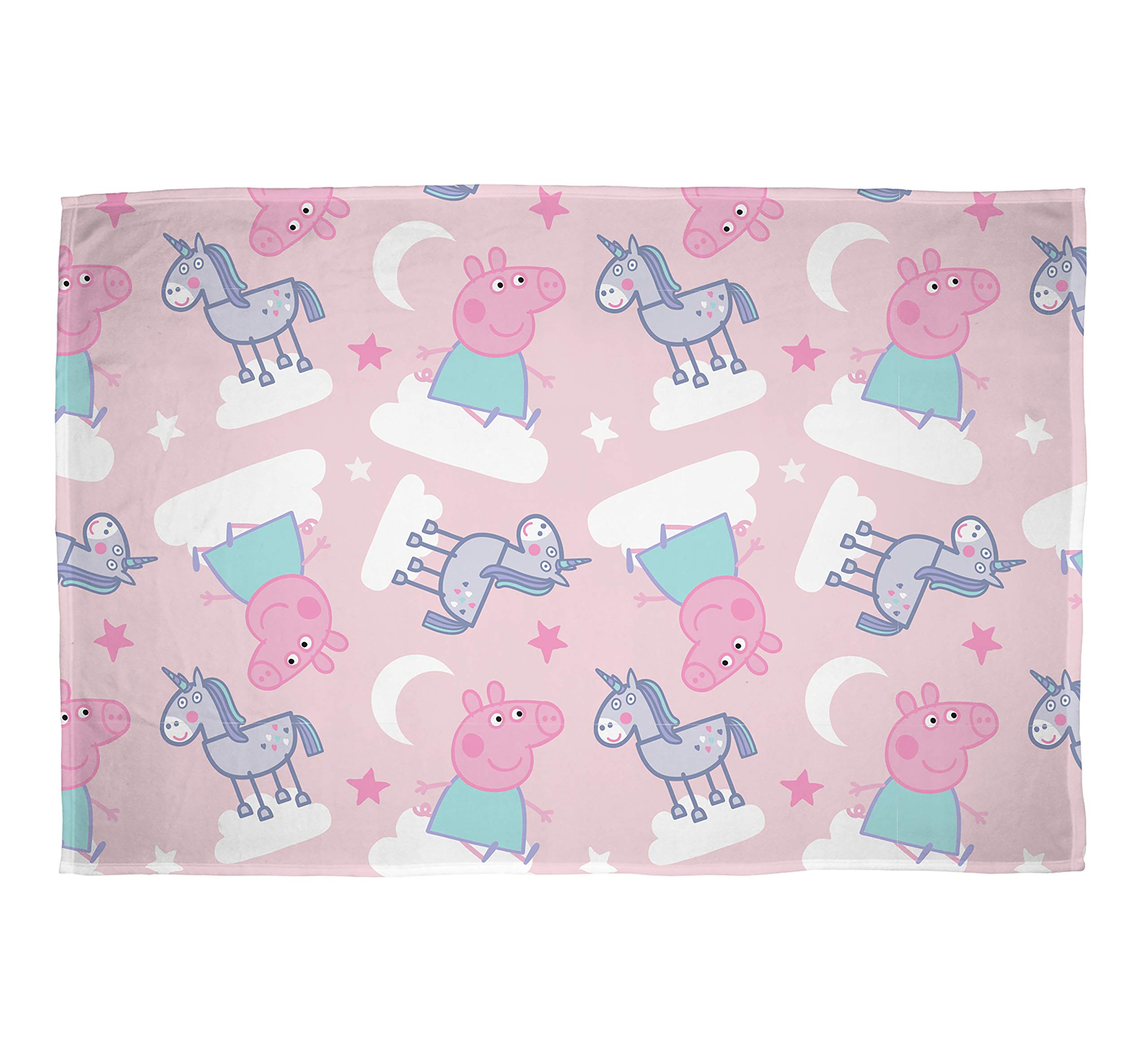 Character World Official Peppa Pig Stardust Fleece Blanket Throw | Pink Peppa Unicorn Design Super Soft Blanket | Perfect For Any Bedroom