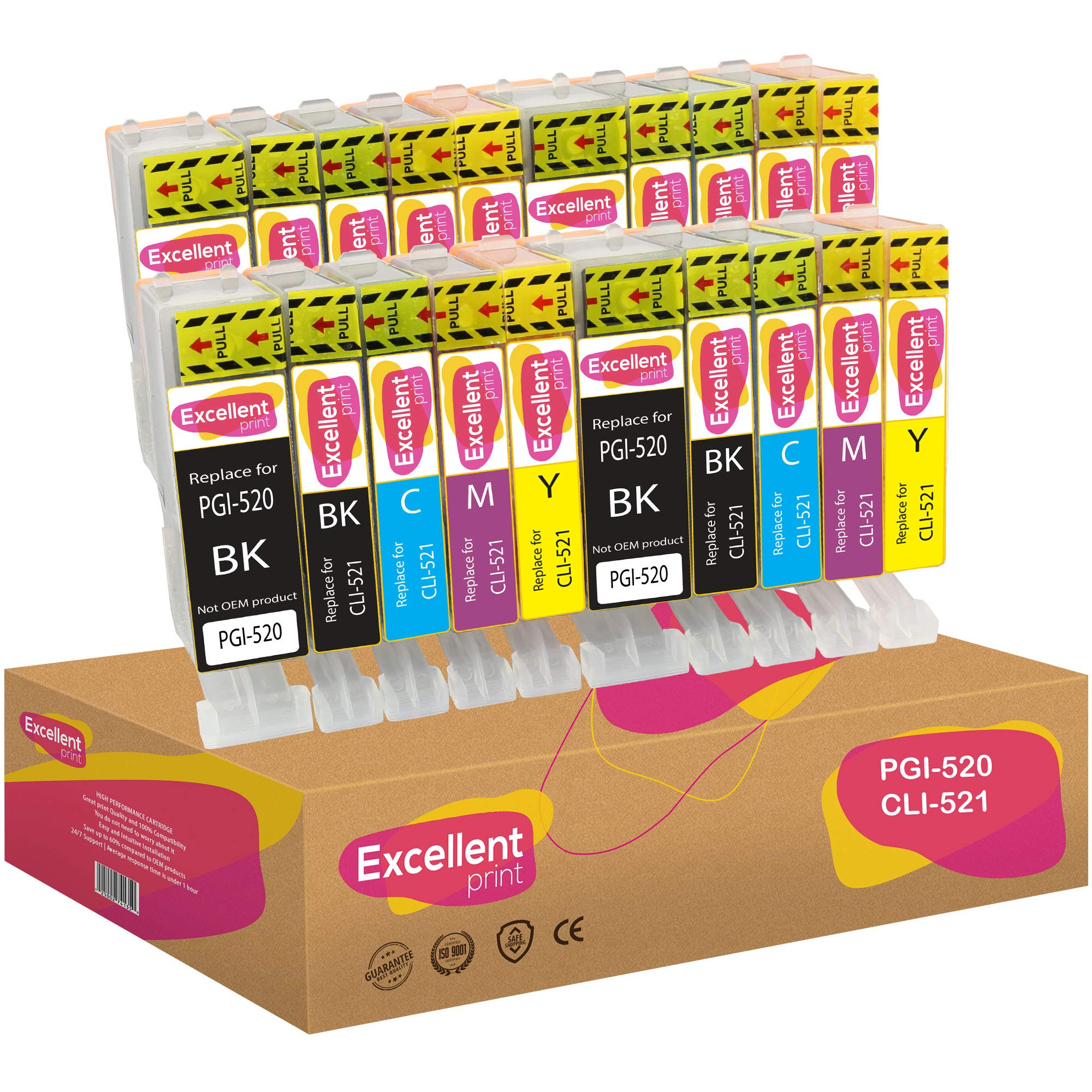 Excellent Print PGI-520 CLI-521 520 521 Compatible Ink Cartridges for Canon Pixma MP560 MP620 iP3600 iP4700