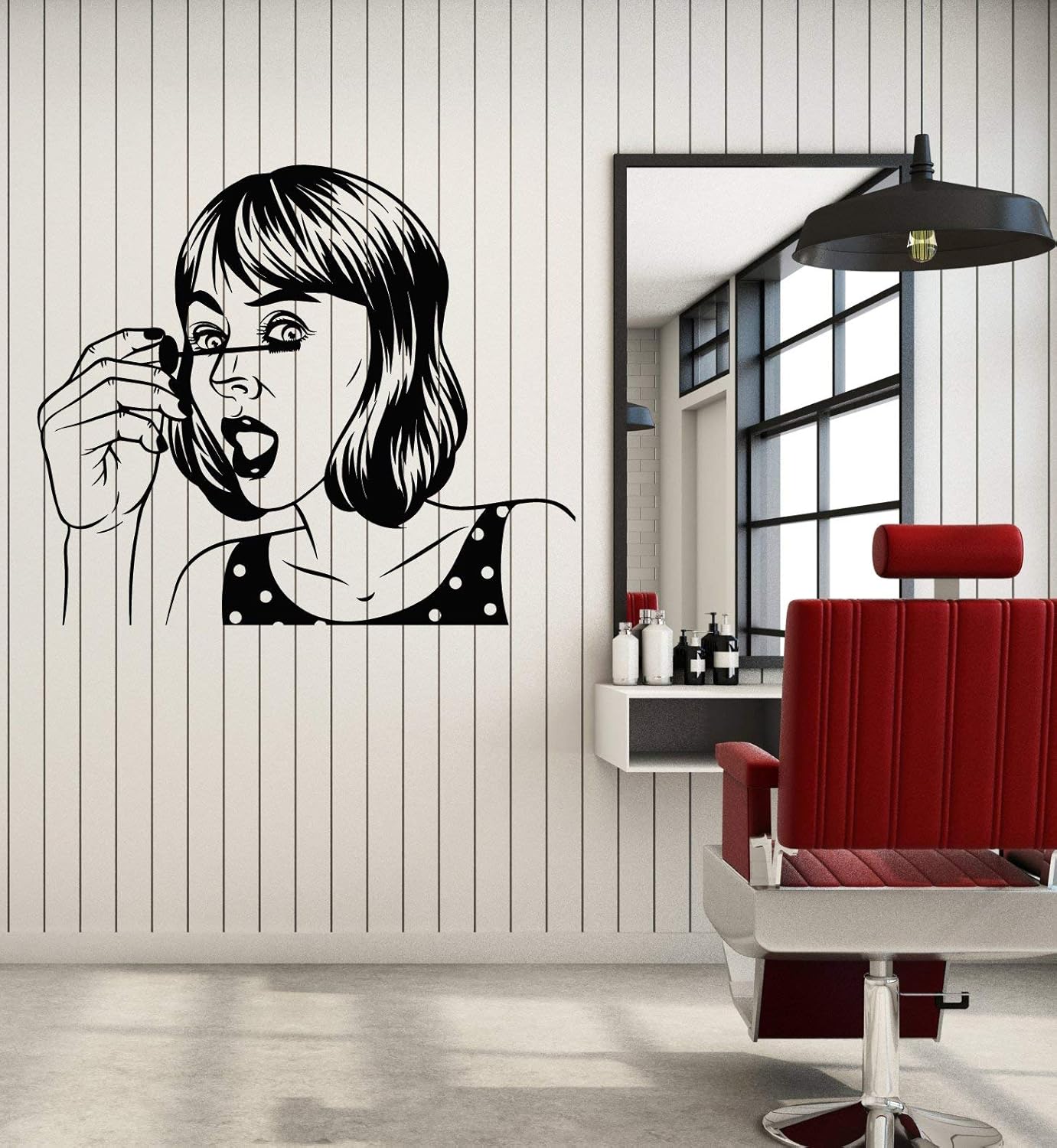 Vinyl Wall Decal Pop Art Cartoon Girl Face Makeup Stickers Large Decor (3264ig) Black