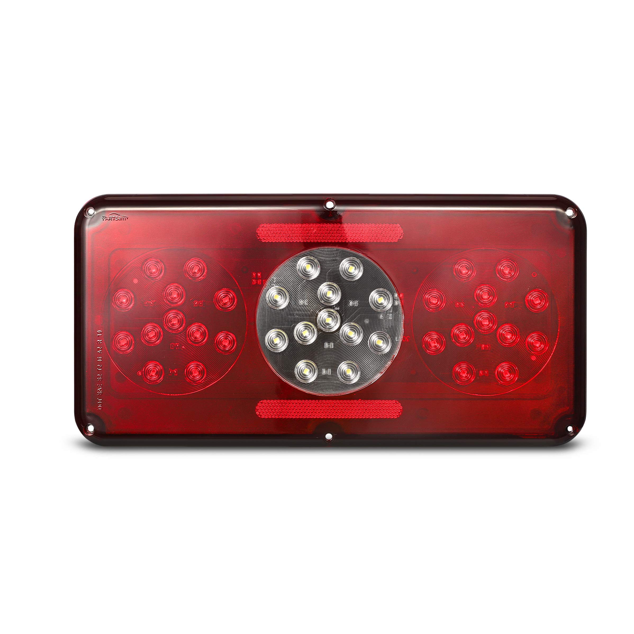 Photo 1 of Partsam Rectangular Triple LED Trailer Tail Light Red RV Camper Motorhome Stop Turn Tail Backup Reverse Lights Vertical and Horizontal Mount