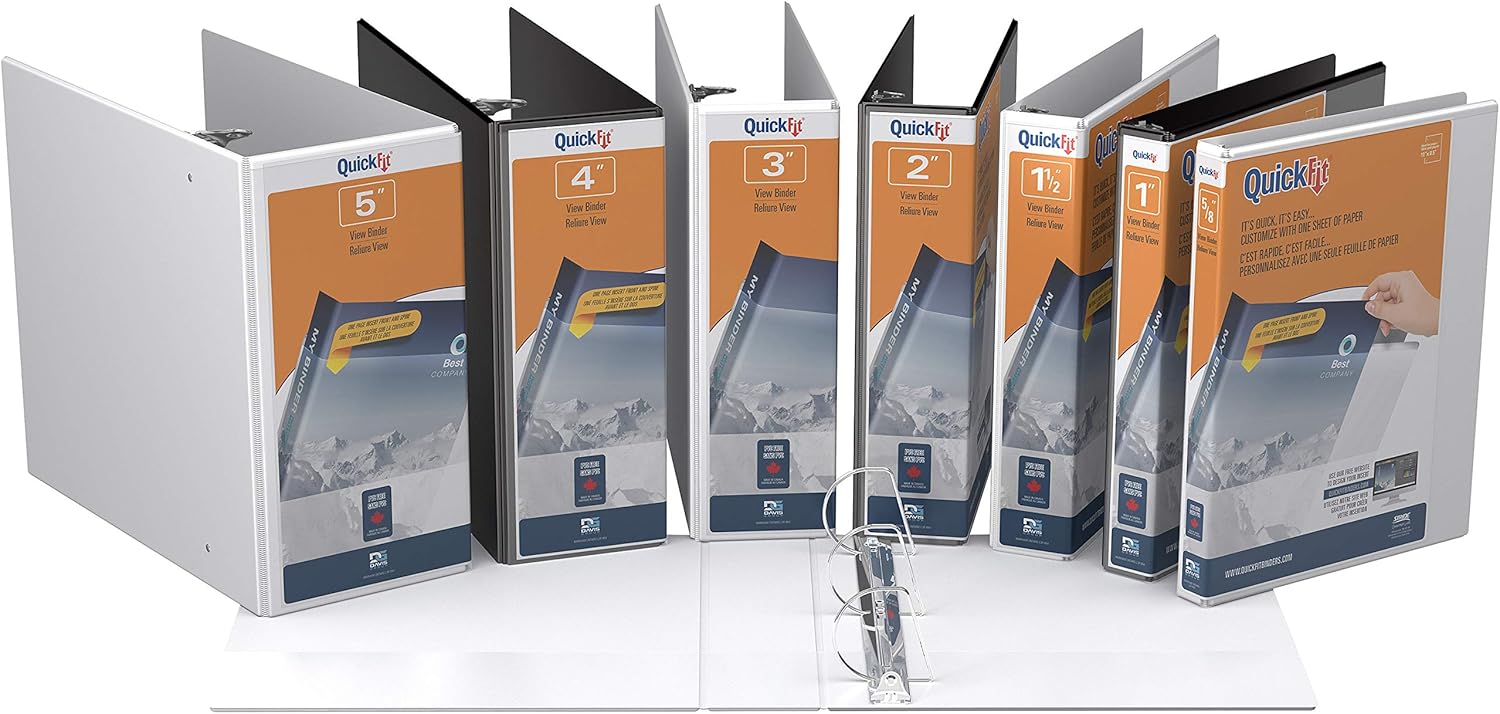 QuickFit View Binder, 5 Inch, Locking Angle D Ring, White (87070) : Office D Ring And Heavy Duty Binders : Office Products